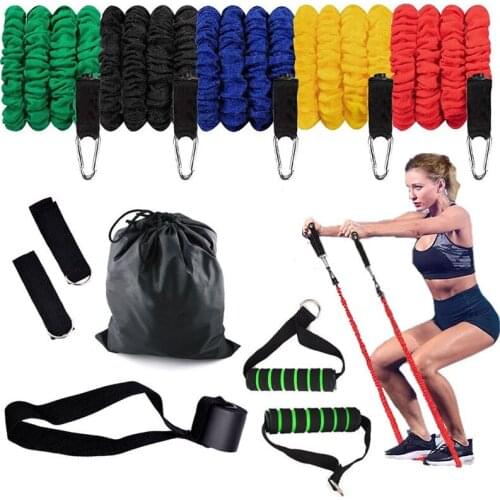 125LBS 11pcs TPE Resistance Bands Set with Cloth Cover Fitness Training Elastic Bands Home Gym Workout Exercise Bands Pull Rope