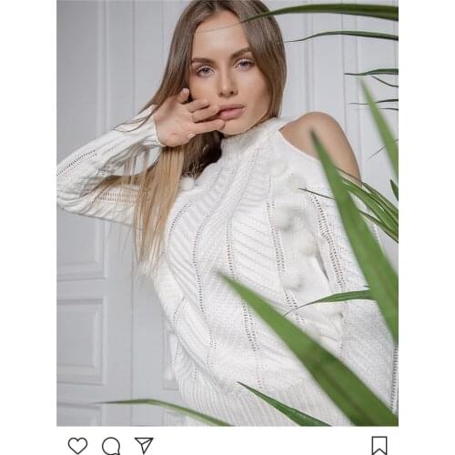 2020 Special Sales Womens Cashmere Sets Handmade Wool Ball Knit Mink Sexy Sleeve Neck Strapless Long-sleeved 2 Piece Set Women