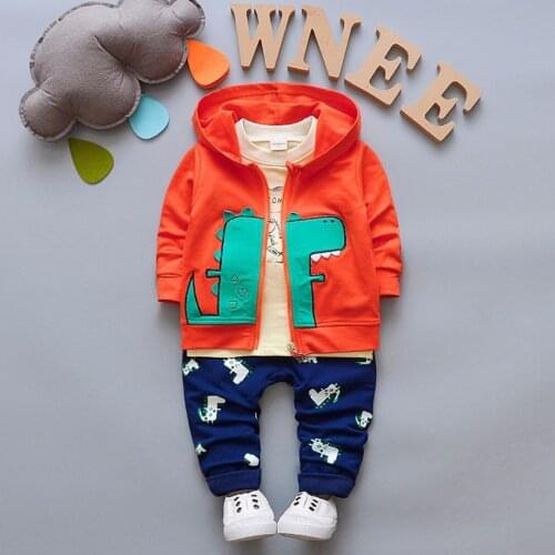 Baby Boys Clothes Sets Spring Autumn Dinosuar Kids Fashion Cotton Casual Coats+Hoodies+Pants 3pcs for Children Boys Sports Suit