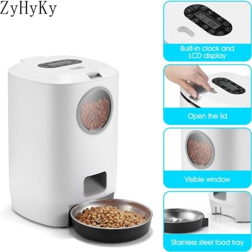 4.5L Smart Pet Auto Feeder for Cats Large Dogs Treat Dispenser Stainless Steel Food Tray With 4 Meal Voice Recorder
