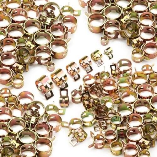 60Pcs 6-15mm Spring Band Type Action Fuel Line Silicone Vacuum Hose Pipe Clamp Low Pressure Air Clip Clamps Fasteners Kit