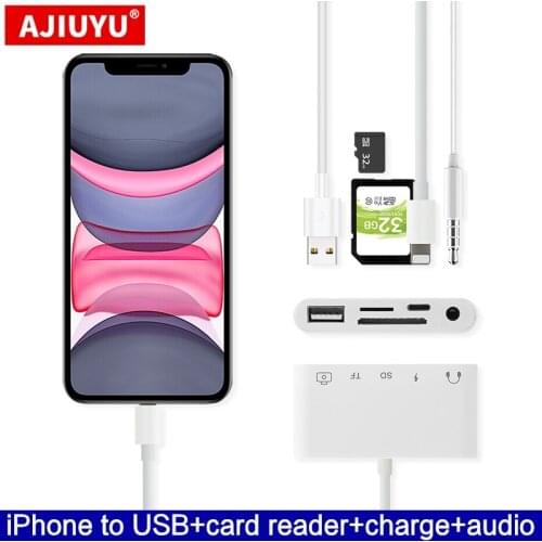 AJIUYU OTG Lightning dock USB Adapter Converter For apple iphone 11 Pro max XS XR X 8 Plus 7 6S SE audio 3.5mm Camera MIDI Piano
