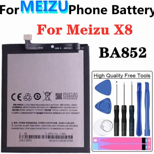 For Meizu X8 Smartphone BA852 3210mAh Battery High Capacity Replacement Batteries + Tools