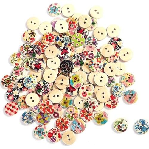 ANGRLY 50pcs Multicolored Drawing Pattern 2 Holes Wood Sewing Buttons Wedding Decoration Gift Box Candy Boxes (Mixed Color)