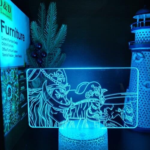 Anime 3D Lamp One Piece Edward Newgate Gol·D·Roger LED Night Light USB Touch Sensor Color Changing Light Bedroom Decor Desk Lamp