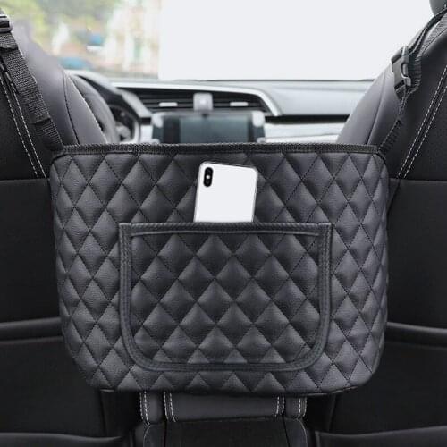 Car Storage Bag Handbag Holder Leather Car Seat Storage Organizer Handbag Auto Interior Stowing Tidying Car Middle Organizer Bag