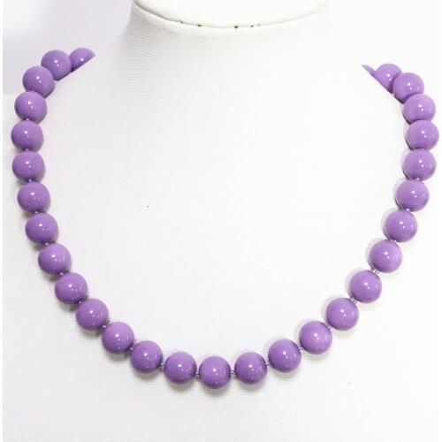 Bohemia purple baking paint fashion glass shell simulated-pearl round beads 8,10,12mm hot necklace jewelry 18inch B1476