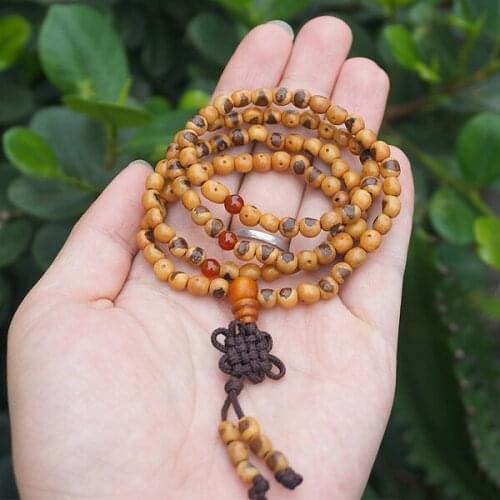 6mm * 108 * Natural Bodhi Seeds Loose Mala Beads Japa Mala Prayer Bracelet or Necklace DIY Accessories Yellow
