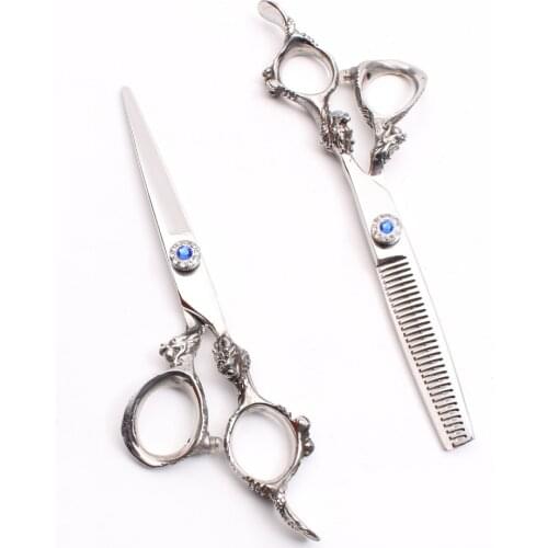 C9004 5.5" Japan Steel 440C Hairdressing Scissors Cutting Shears Thinning Scissors Dragon Handle Human Hair Styling Haircut Tool