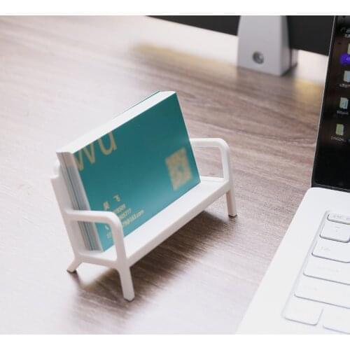 Simple White Bench Style Business Card Holder Stand Case Modern Sofa Name Card Desktop Organizer School Office Supplies