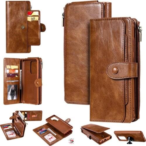Zipper Wallet Case for Samsung Galaxy S20 S20 Plus Detachable Flip Leather Case For Samsung S20 Ultra Multi-function Phone Cover
