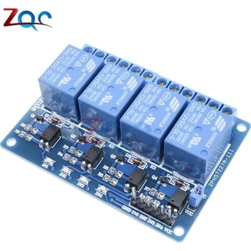 DC 12V 4 Channel Relay Module Optocoupler for Arduino ARM AVR DSP PIC MSP AC 250V 10A DC 30V Low Level Signal MCU PLC Control