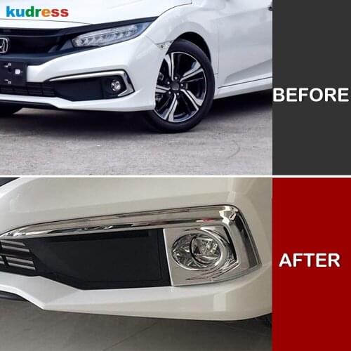For Honda Civic sedan 2019 Carbon Fiber Car Front Fog Light Cover Trim Foglight Lamp Frame Protector Car Exterior Accessories