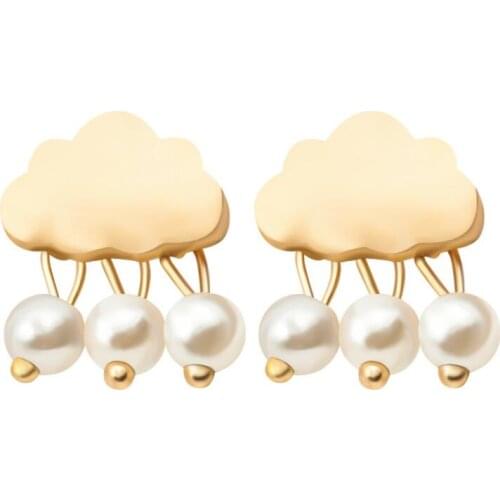 Ey965 Wedding bride Cute/Romantic Trendy simple geometric alloy cloud raindrop pearl earrings female charm jewelry accessories