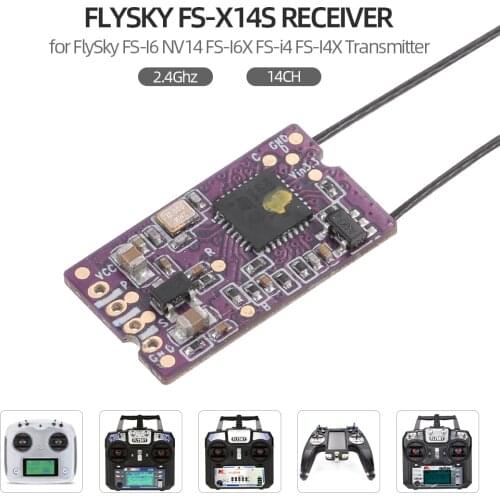 FS-X14S Receiver 2.4Ghz 14CH PPM S.BUS Signal Outputs for FlySky FS-I6 NV14 FS-I6X FS-i4 FS-I4X Transmitter RC Parts Accessories
