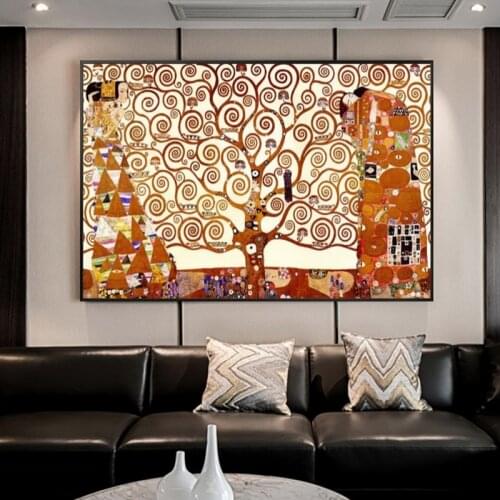 Gustav Klimt Kiss Famous Art Paintings Print On Canvas Art Posters And Prints The Tree of Life By Gustav Klimt Art Pictures