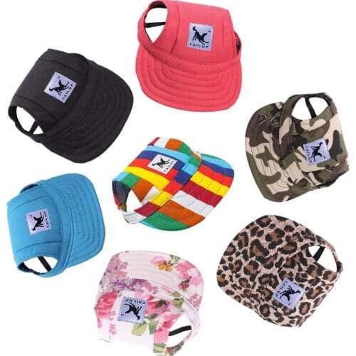 Summer Leisure Throwing Ball Dog Cap Sportswear Solid Color Camo Leopard Rainbow Floral Cap Pet Puppy Dog Canvas Hat Outdoor