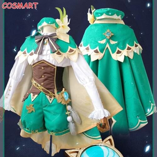 Anime Genshin Impact Venti Game Suit Green Lovely Uniform With Cloak Hat Cosplay Costume Halloween Outfit For Women Girls 2020 N