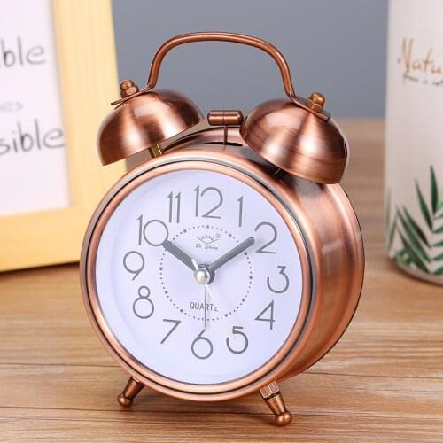 Creative Alarm Clock Vintage Retro Silent Pointer Clocks Playing Bell Loud Alarm Clock with Light Bedside Home Decor