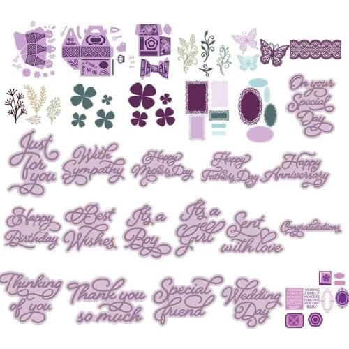 Laced Frame Butterflies Best Wishes Word Metal Cutting Dies For DIY Scrapbooking Photo Album Embossing Paper Cards Making Crafts