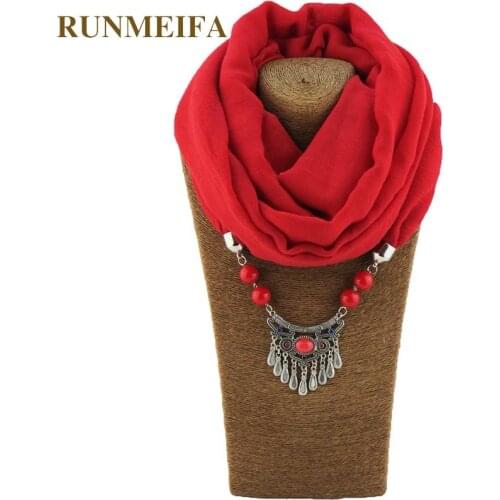 RUNMEIFA Charms Pendant Necklace Scarf Jewelry Style Bullet Alloy Match Keep Warm Wear Beads With Pendant Jewelry 195*60cm