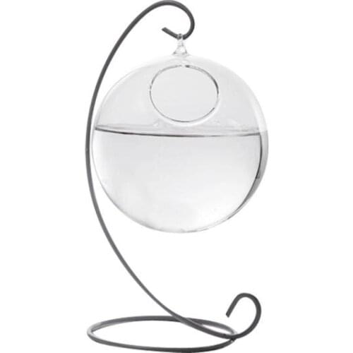 MagiDeal Ball Pattern Glass Flower Hydroponic Planter Vase Hanging Plant Transparent Bottle for Garden Green Grass Flower Plant