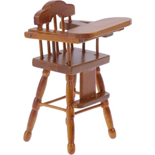 Miniature Baby Eating Seat Dining Table Baby Feeding High Chair Emulational Furniture Model for 1/12 Doll House Accessories