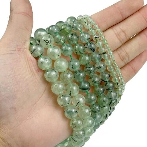 MKTREG Natural Green Grapes crystal stone Top quality Round Loose beads 4/6/8/10/12MM Jewelry bracelet accessories making DIY