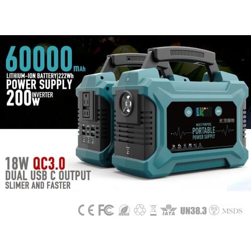 Portable Solar Generator 60000mah Power Station Outdoor Car Home Power Supply DC AC USB Port Multi-Function Charger