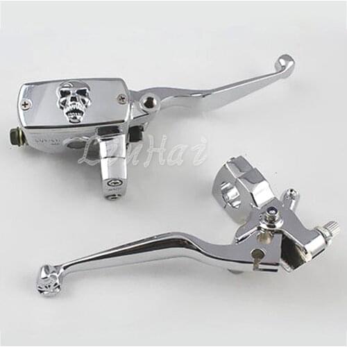 Motorcycle Chrome 1"25mm Skull Reservoir Brake Clutch Levers For Honda Shadow Magna Spirit 750 VTX