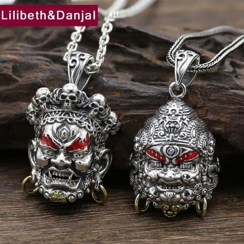 Men Buddha Pendant 925 Sterling silver Vintage Ethnic God of Wealth Necklace Pendant Christmas Gift Fine Jewelry FP24