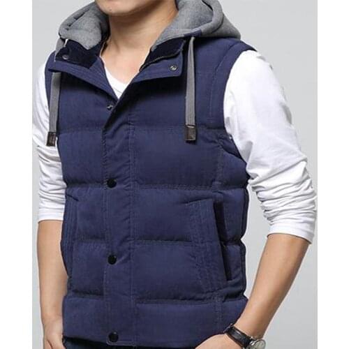 Winter Men Casual Vest Hooded Male Slim Fit Biker Vest Waistcoat Hat Detachable Warm Windbreak Man Vest M- 4XL 4 Colors