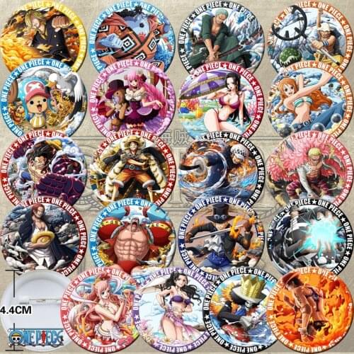 AAnime badges set Monkey D. Luffy Roronoa Zoro Nami Usopp Cartoon characters anime bag badges emblem pin badge reel
