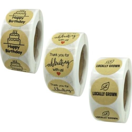 100PCS Labels Thank You Stickers Decoration Cake Leaves Kraft Paper Scrapbooking Sealing Sticky Sticker Stationery Supplies