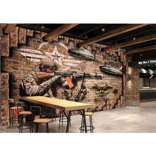 Custom mural on the wall in rolls 3d wallpaper Retro soldier bar brick wall home decor photo wallpaper for living room