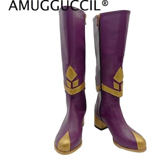 2020 New Plus Big Size 33-44 Purple Zip Fashion Sexy Heel Knee High Winter Autumn Girl Female Women Cosplay Cos Boots X2059