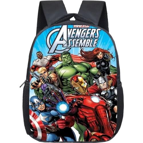 New Fashion Polyester 12-inches Printing Avenger Cartoon Hulk Children Backpack For Tennager Boys Schoolbag For Kids School Bags