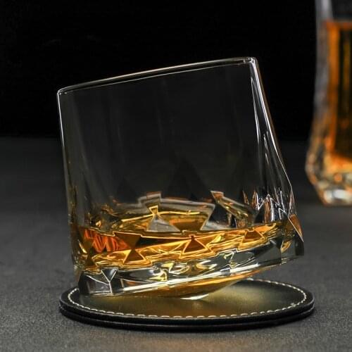 Ocean Brand Spin Top Old Fashioned Whiskey Rock Glass Diamond Thick Heavy Funny Rotate Whisky Tumbler XO Beer Glasses Wine Cup