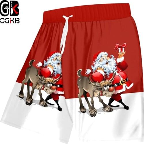 OGKB Man New Santa Claus And Bull Shorts 3D Printed Mens Large Size Leisure Funny Christmas Shorts Suppliers