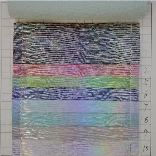 Wholesale 10 yards roll PVC Laser Symphony Lizard Pattern Artificial Leather Radiated Lizard Pattern rainbow Leather holographic