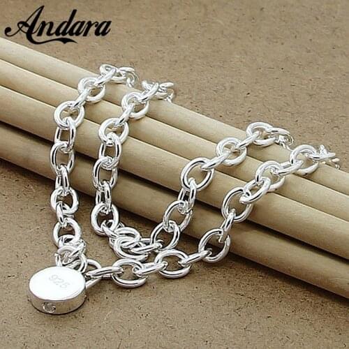 Trendy Style 925 Silver Color Chain Necklace ,Round Lock Necklaces&Pendants Jewelry Collar Colar N145