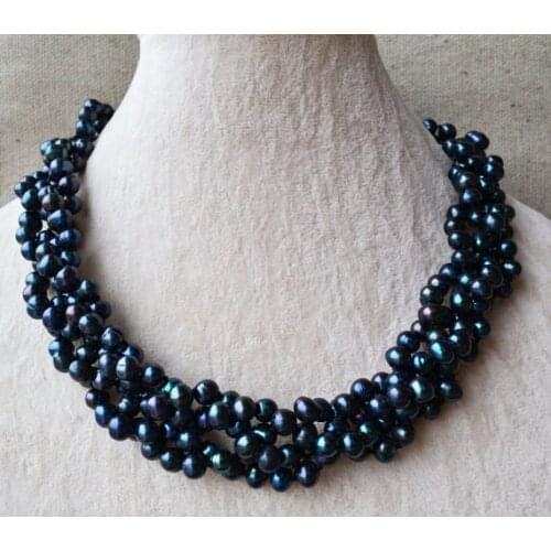 New Favorite Pearl Choker Necklace Black Color 7mm Genuine Freshwater Pearl Handmade Jewelry Birthday Party Nice Lady Gift