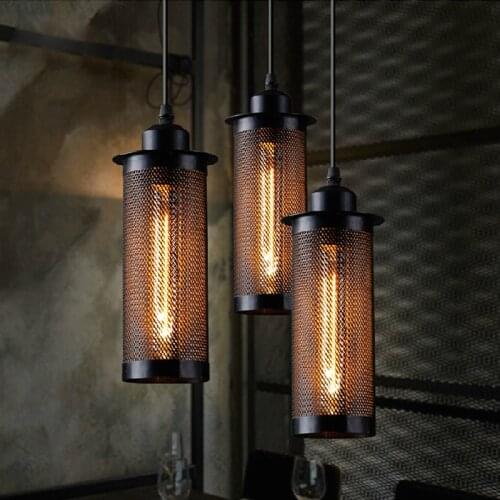 Retro Mesh Cage Pendant Light Loft Industrial Hanging Lamps for Dining Room Bar Modern Led Light Home Decor Suspension Luminaire