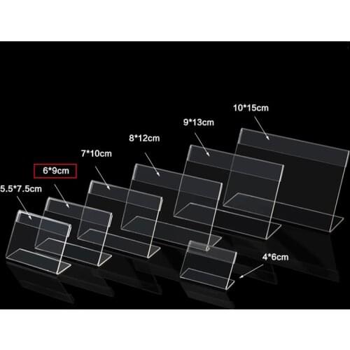 Clear Acrylic L Table Sign Price Tag Label Display Paper Promotion Desk Sign Holde Business Card Case Name Card Stand