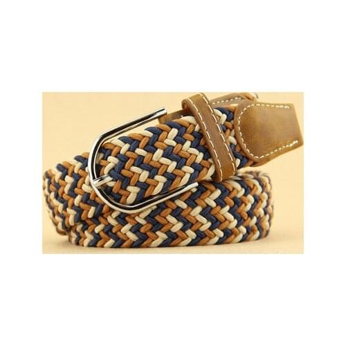 Belts for men Wave pattern Womens Casual Knitted Belt Woven Canvas Elastic Stretch Belt Plain Webbing Belt without perfora