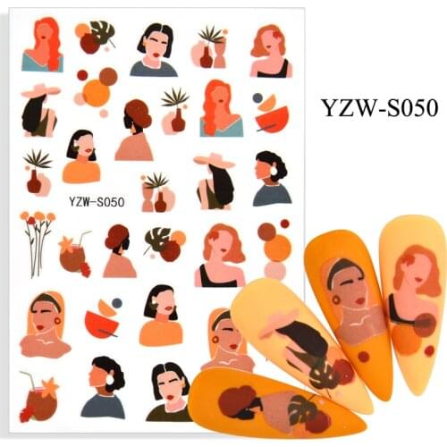 Self-adhesive 3D Stickers for Nails Cartoons Fruit Juice Vase Nail Art Decorations Autumn Fashion Sticker Women Girl Nail Foil
