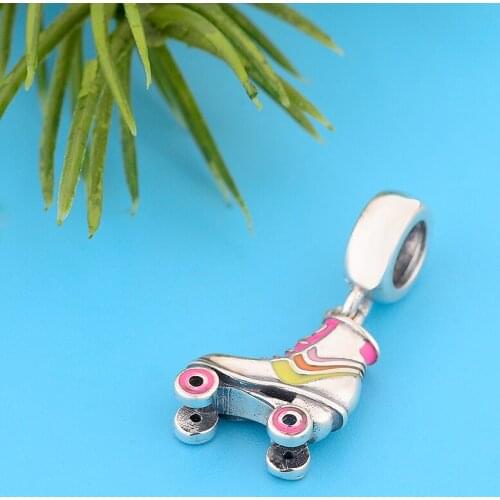 Skate Shoes Shape Charm for Original Charm Bracelet Necklace Women Jewelry Making 925 Sterling Silver Shinning High Heels Beads