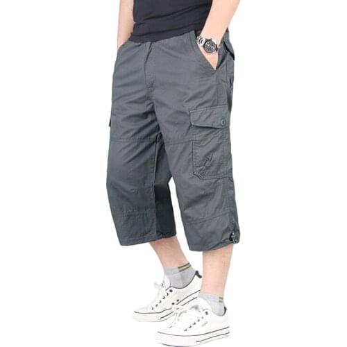 Summer Loose Shorts Men Casual Pockets Cropped Short Pants pantalones cortos hombre Man Military Cargo Capri Pants Cotton Shorts