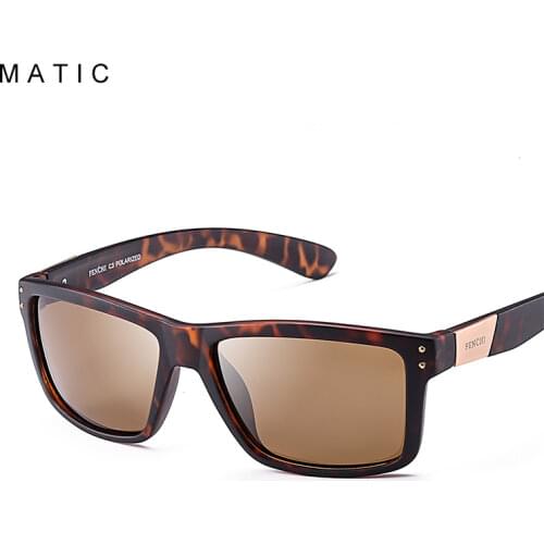 FENCHI Blue Square Polarized Sunglasses Womens Mens For Drivers Vintage Retro Sun Glasses Luxury Brand Designer Oculos UV400