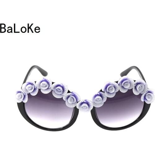 New Arrival Baroque Retro Women Girls Ceramic flowers Sunglasses Retro Brand Crystal Sunglasses Summer Beach Decoration